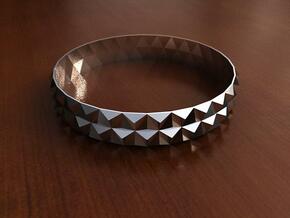 Bangle Bracelet Tetrahedron in Fine Detail Polished Silver