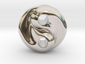Fire and water yin yang in Rhodium Plated Brass