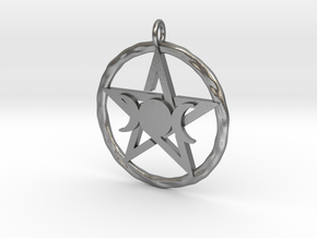 Pentacle with triple Goddess pendant in Natural Silver