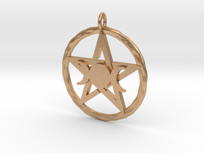 Pentacle with triple Goddess pendant in Natural Bronze