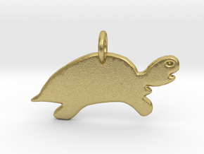 Minimalist Turtle Pendant in Natural Brass