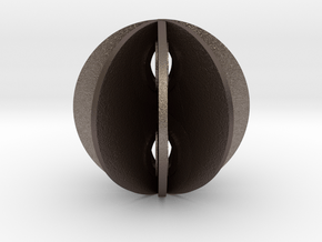 Yin yang sphere in Polished Bronzed-Silver Steel