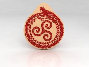 Serpent Triskelion pendant  white red in Tan Fine Detail Plastic
