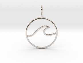 Wave Pendant in Rhodium Plated Brass