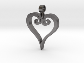 Heart Pendant in Polished Nickel Steel