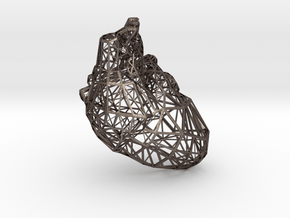 Lattice heart in Polished Bronzed-Silver Steel