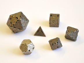 Cards Dice Set - Balanced in Polished Bronze Steel