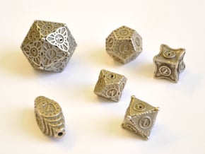 Art Deco Dice Set - Balanced in Polished Bronzed-Silver Steel