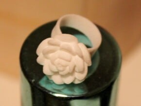 Tiny Rose Ring / Thimble (Fits My Finger tip) in White Natural Versatile Plastic