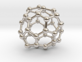 0696 Fullerene c44-68 c1 in Rhodium Plated Brass