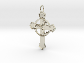 Gothic Triskell Cross Pendant in 14k White Gold