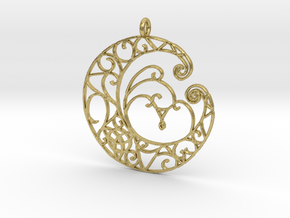 Celtic Wiccan Moon Pendant  in Natural Brass