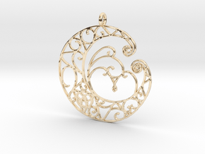 Celtic Wiccan Moon Pendant  in 14k Gold Plated Brass