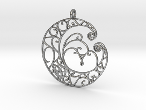 Celtic Wiccan Moon Pendant  in Natural Silver