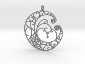 Celtic Wiccan Moon Pendant  in Gray PA12