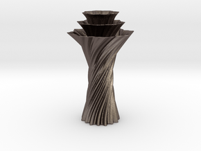 Vase 1236 in Polished Bronzed-Silver Steel
