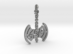 Dual Viking Axe Pendant  in Natural Silver