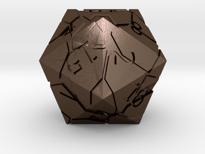 D20 Cracked Dice in Polished Bronze Steel