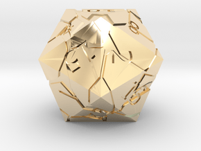 D20 Cracked Dice in 14K Yellow Gold