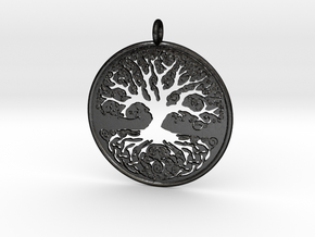 Celtic Knot Tree of life Pendant in Matte Black Steel