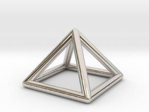 0719 J01 Square Pyramid  E (a=1cm) #1 in Rhodium Plated Brass