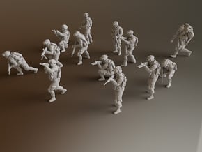 HO Soldiers Combat 1 Group 1 - 13 in Tan Fine Detail Plastic