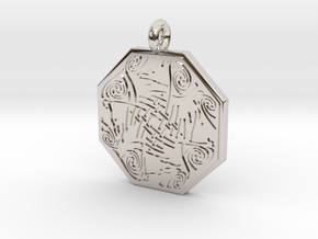 Nehalennia Celtic Octagon Raven Pendant in Rhodium Plated Brass