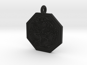 Celtic Dog Octagon Pendant in Black Premium Versatile Plastic
