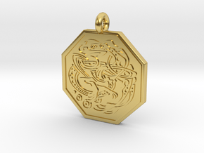 Celtic Dog Octagon Pendant in Polished Brass