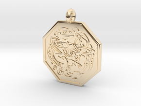 Celtic Dog Octagon Pendant in 14k Gold Plated Brass