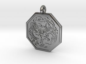 Celtic Dog Octagon Pendant in Polished Silver