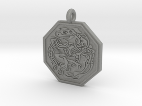 Celtic Dog Octagon Pendant in Gray PA12
