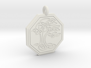 Sacred Tree of Life Octagon Pendant in White Natural Versatile Plastic