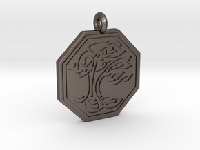 Sacred Tree of Life Octagon Pendant in Polished Bronzed-Silver Steel