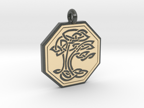 Sacred Tree of Life Octagon Pendant in Glossy Full Color Sandstone