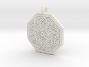 Celtic Spiritual Journey  Octagonal Pendant in White Natural Versatile Plastic