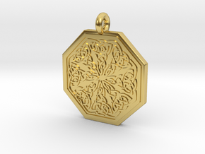 Celtic Spiritual Journey  Octagonal Pendant in Polished Brass