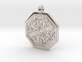 Celtic Spiritual Journey  Octagonal Pendant in Rhodium Plated Brass