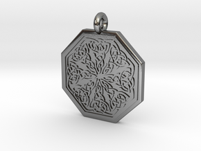Celtic Spiritual Journey  Octagonal Pendant in Polished Silver