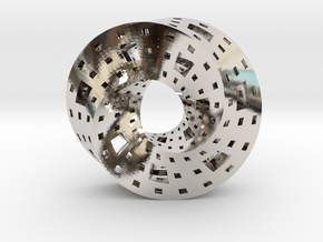 Menger Mobius  in Rhodium Plated Brass