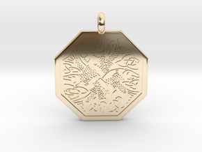 Fish Celtic Octagonal Pendant in 14k Gold Plated Brass