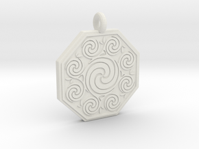 Celtic Spirals Octagonal Pendant  in White Natural Versatile Plastic