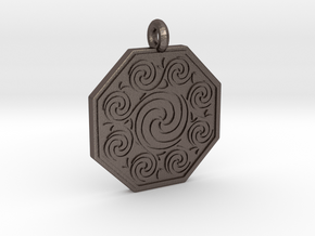 Celtic Spirals Octagonal Pendant  in Polished Bronzed-Silver Steel