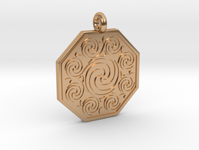 Celtic Spirals Octagonal Pendant  in Polished Bronze