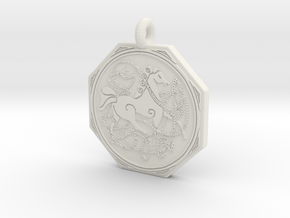 Celtic Horse  Octagonal Pendant in White Natural Versatile Plastic