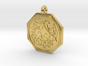 Celtic Horse  Octagonal Pendant in Polished Brass