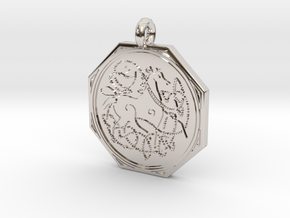 Celtic Horse  Octagonal Pendant in Rhodium Plated Brass