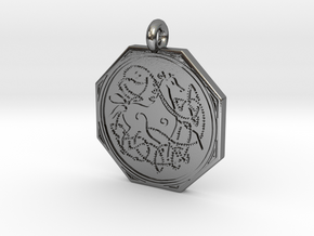 Celtic Horse  Octagonal Pendant in Polished Silver