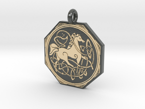 Celtic Horse  Octagonal Pendant in Glossy Full Color Sandstone