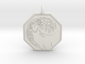 Stag - The Horned God Octagon Pendant in White Natural Versatile Plastic